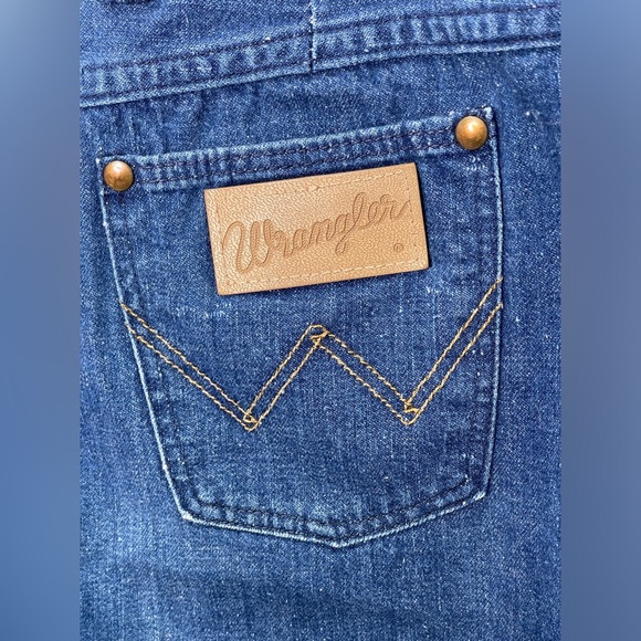 Vintage 70s Wrangler Jeans Sailor Style Flared High Waisted Dark Wash Size 13/14 - Picture 3 of 5